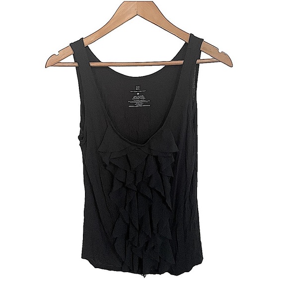 New York & Company Black Ruffle Front Sleeveless Tank Top Size Large Minimalist - Picture 1 of 10